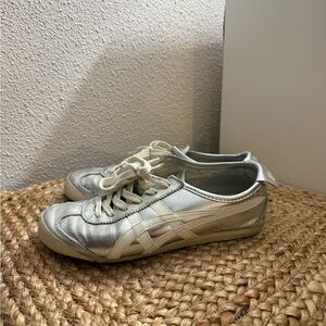 Onitsuka Tiger by Asics Silver and Cream Low-Top Sneakers